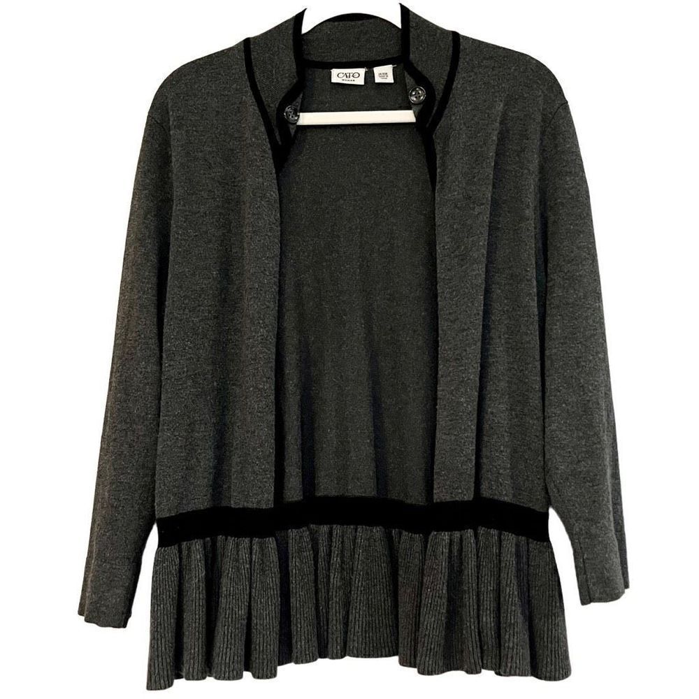 Cato Women Gray Cardigan Black Outline 14/16W
